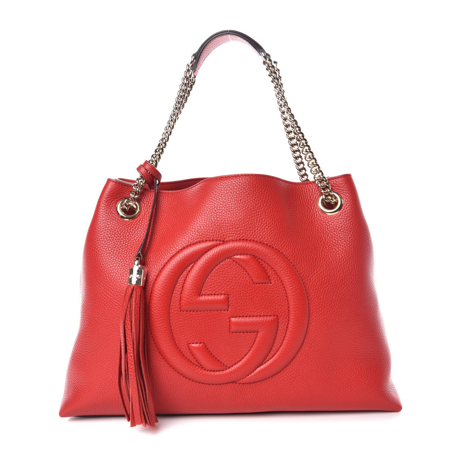Gucci Cellarius Calfskin Medium Soho Chain Shoulder Bag Vibrant Red 1 of 9