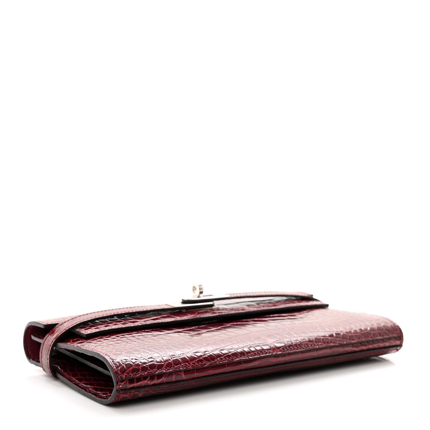 Shiny Alligator Kelly Longue Wallet Bourgogne