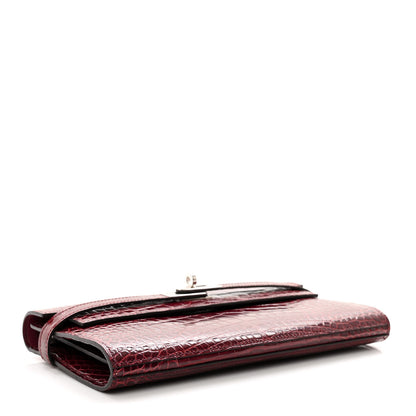 Hermes Shiny Alligator Kelly Longue Wallet Bourgogne 5 of 10