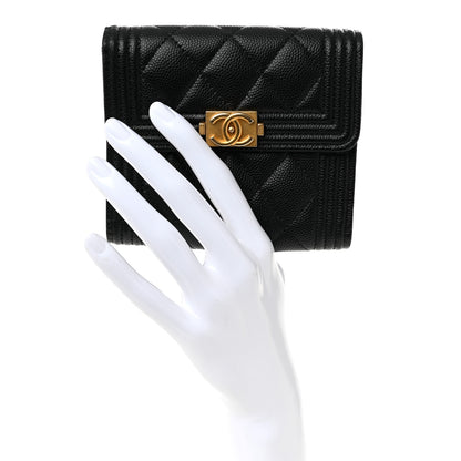 Chanel Caviar Quilted Small Boy Flap Wallet Black 2 of 7