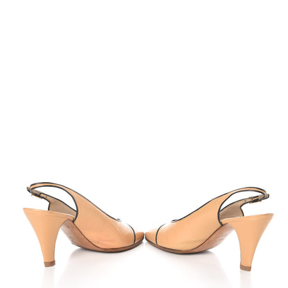 Chanel Lambskin Cap Toe Slingback Pumps 38.5 Beige 5 of 9