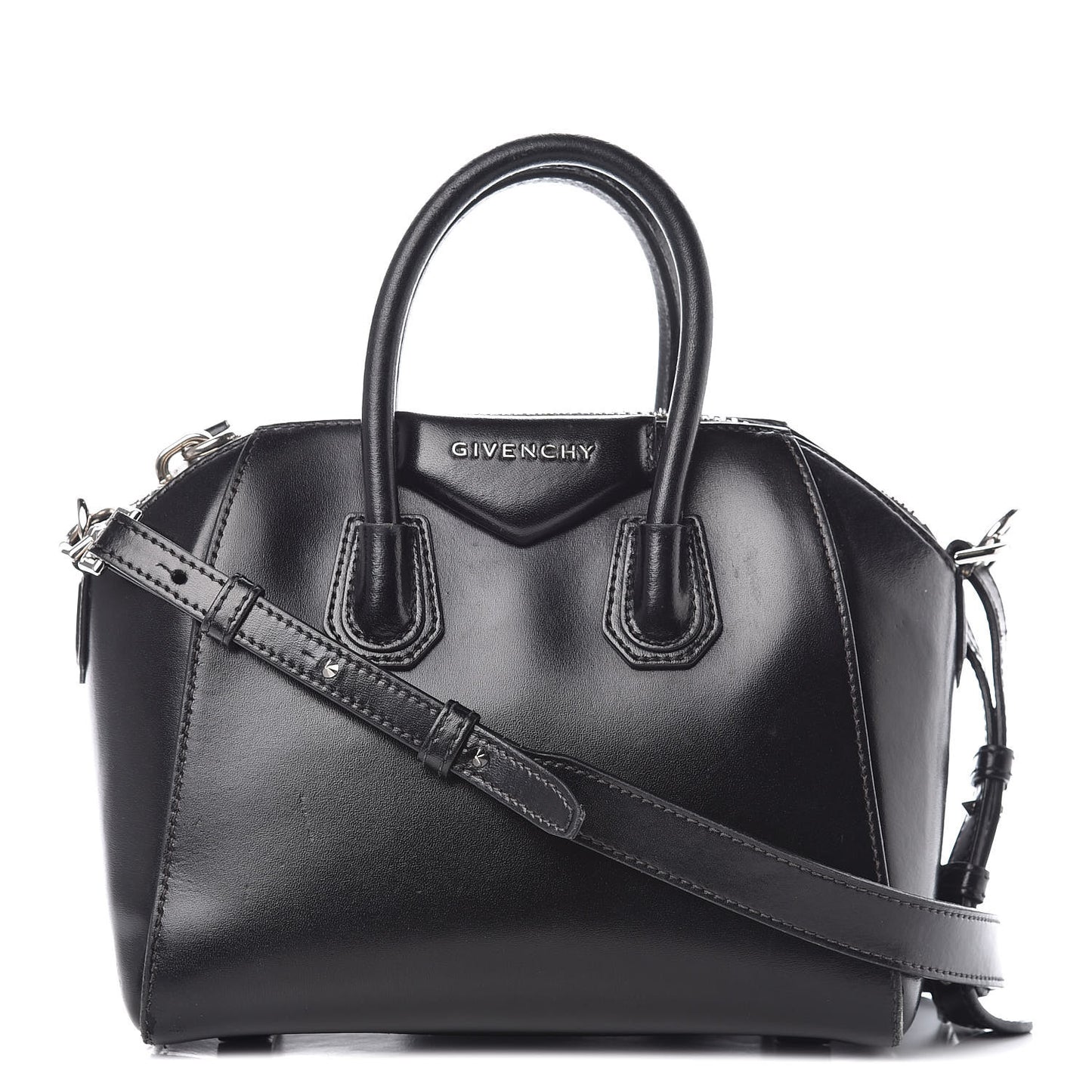 Shiny Lord Calfskin Mini Antigona Black