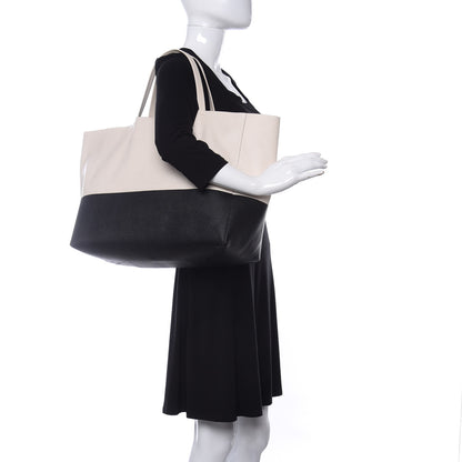 Celine Grained Calfskin Horizontal Bi-Cabas Cream Black 2 of 14