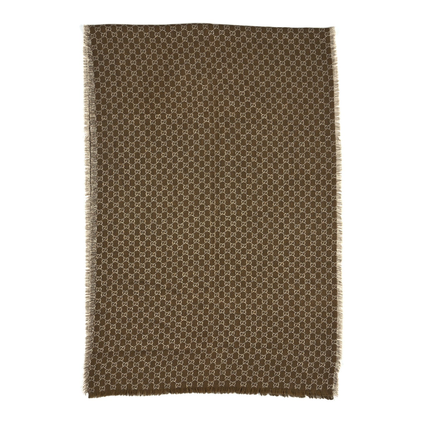 Wool Silk Jacquard GG Monogram Calilure Stole Beige