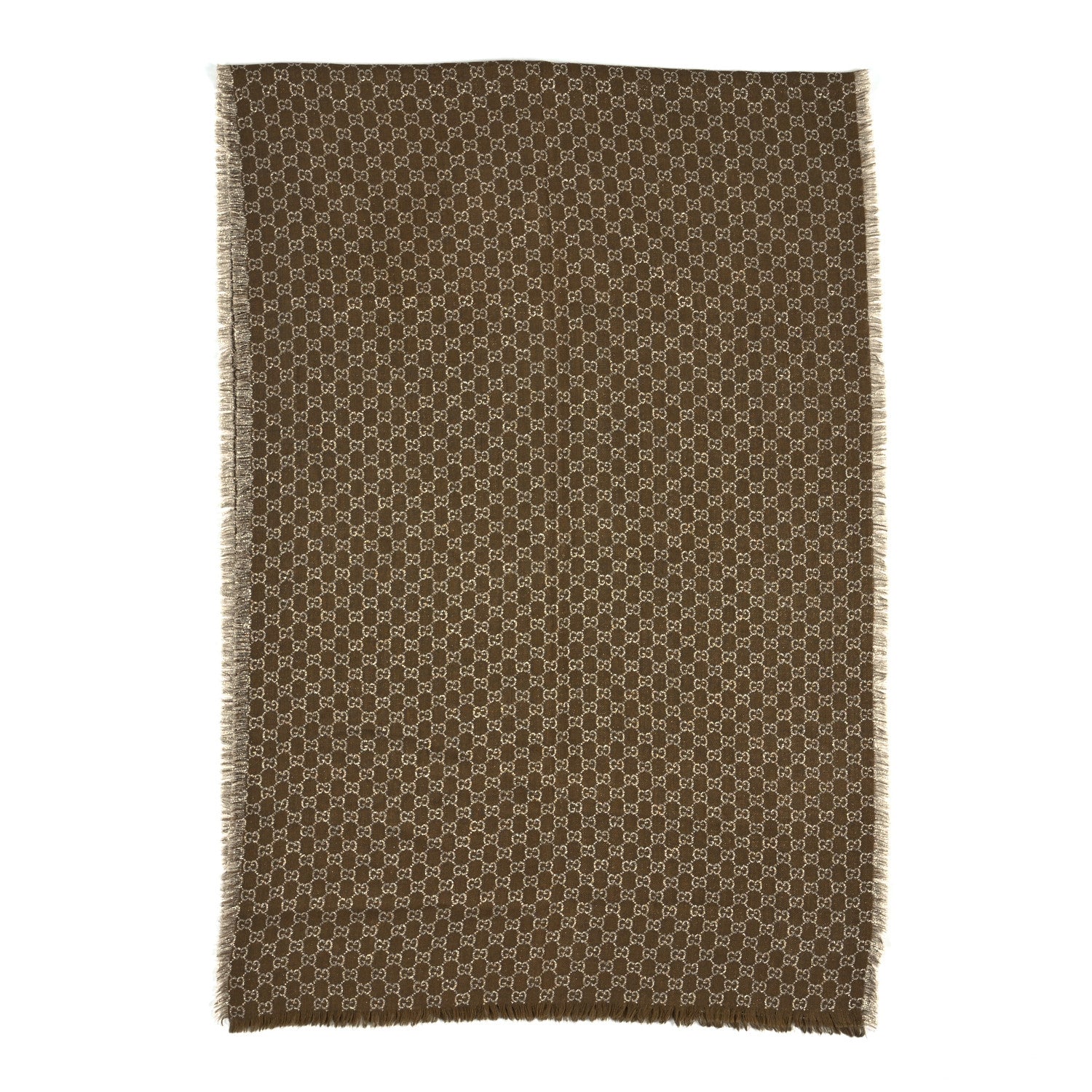 Gucci Wool Silk Jacquard GG Monogram Calilure Stole Beige 3 of 4