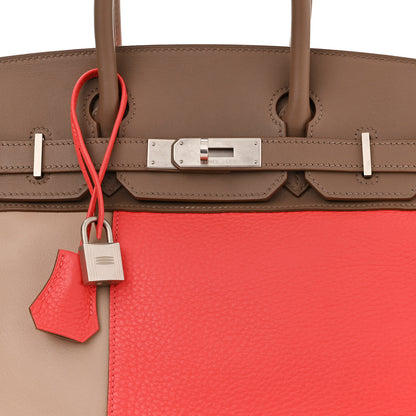 Hermes Taurillon Clemence Tadelakt Swift Tri-Color Birkin 30 Rose Jaipur Argile Etoupe 8 of 12