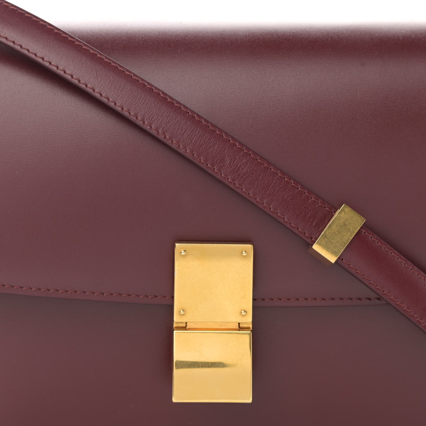 Box Calfskin Medium Classic Box Flap Bag Burgundy