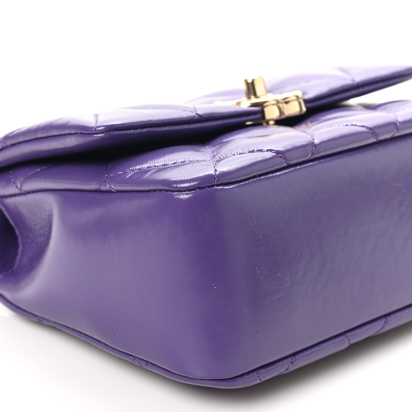Shiny Lambskin Quilted Mini Coco Trip Flap Bag Purple
