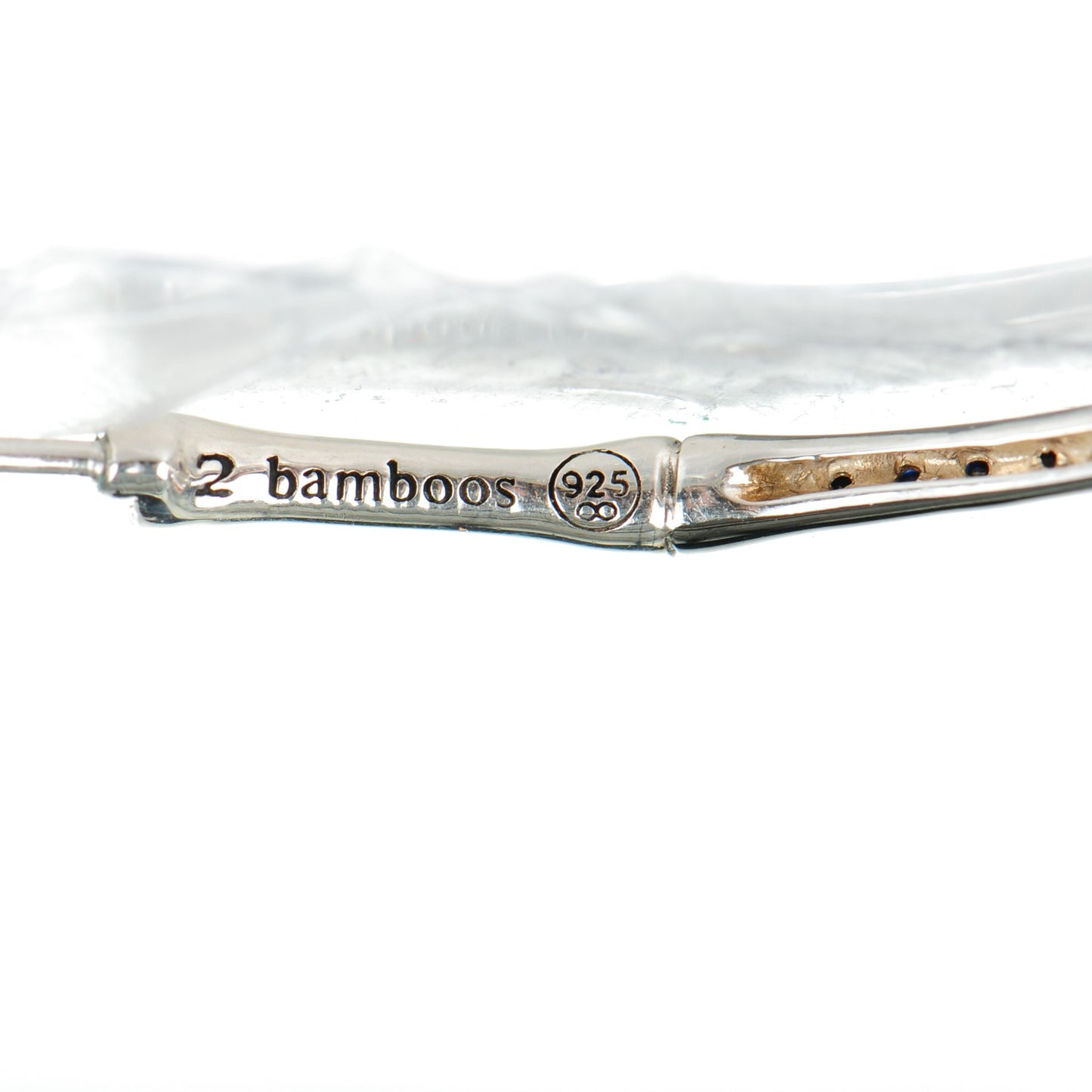Sterling Silver Black Sapphire Large Bamboo Hoop Earrings