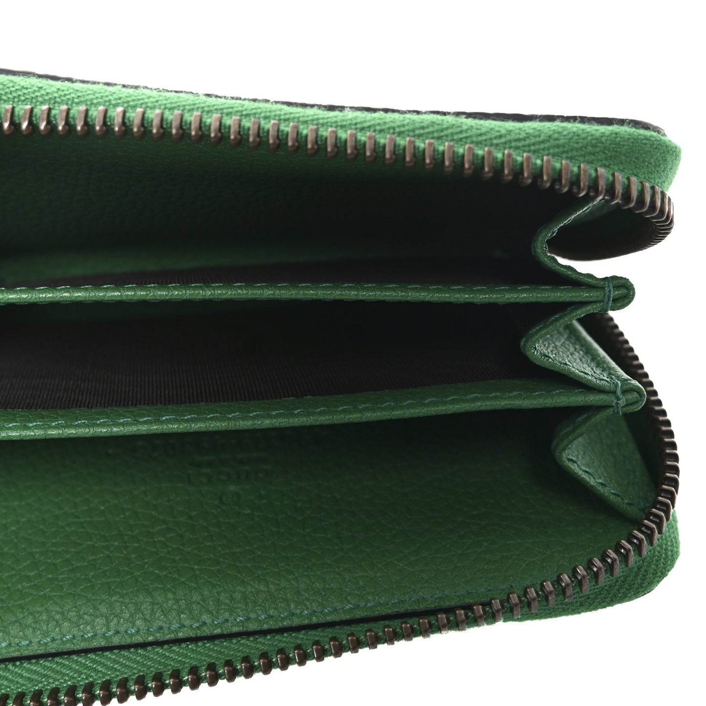 Calfskin Logo Zip Around Card Case Green