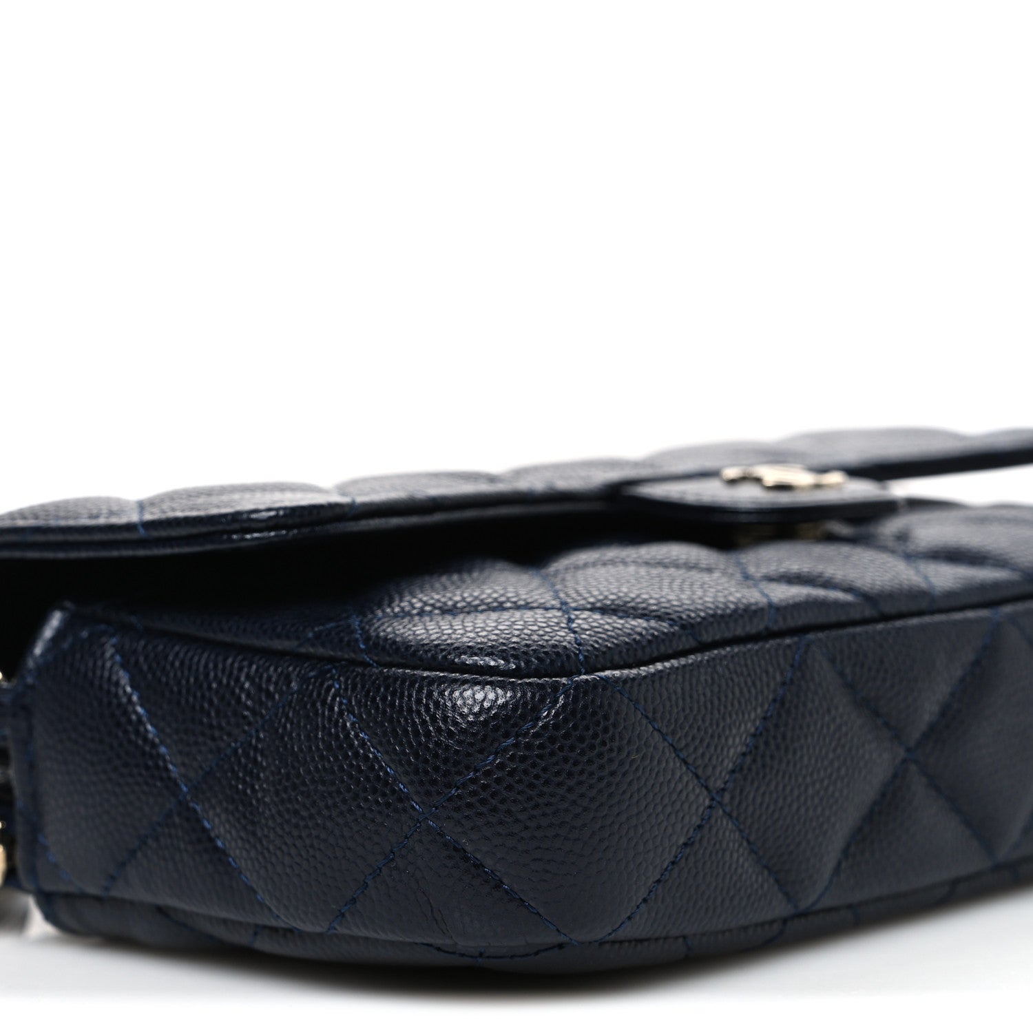 Chanel Caviar Quilted Flap Phone Holder With Chain Navy Blue 10 of 12