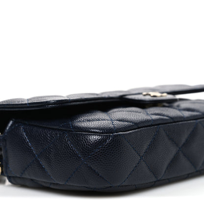 Chanel Caviar Quilted Flap Phone Holder With Chain Navy Blue 10 of 12