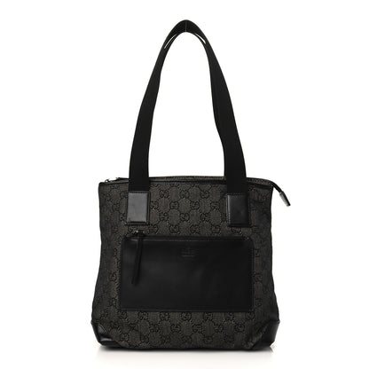Gucci Denim Monogram Tote Bag Black 1 of 9