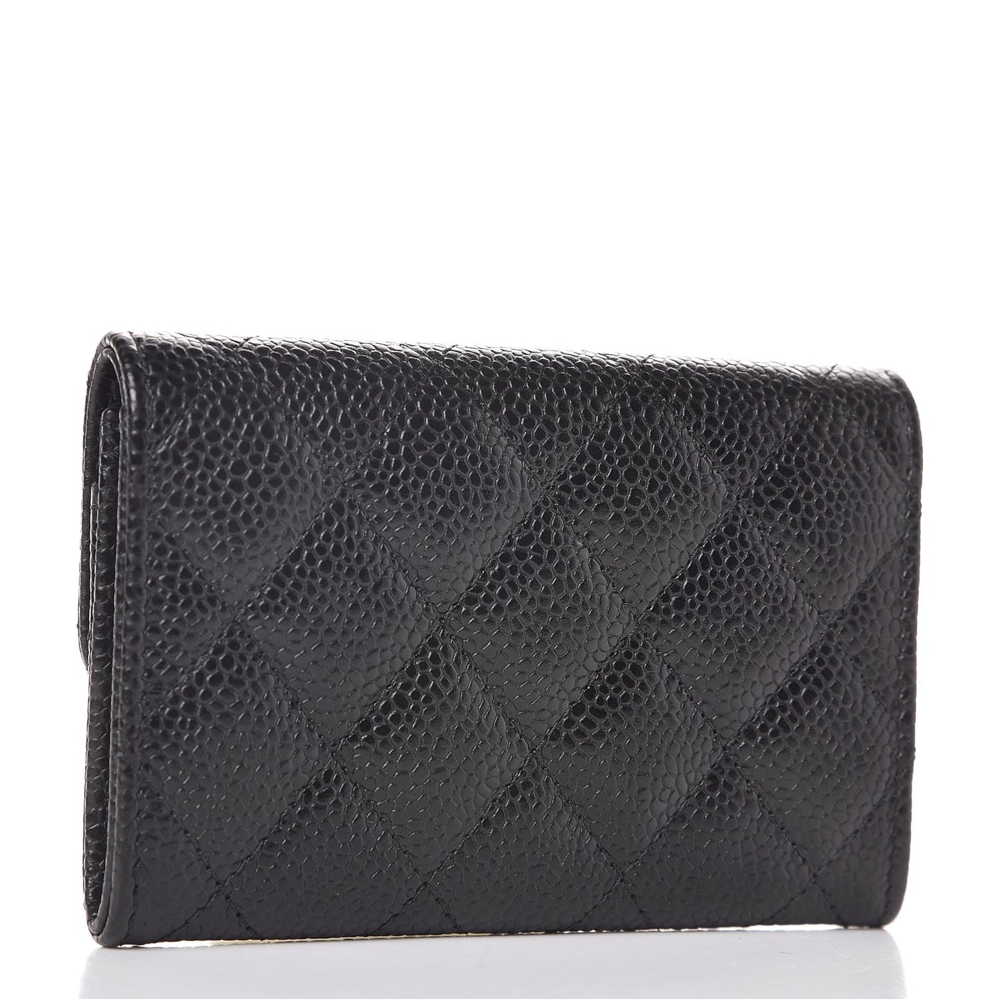 Caviar Quilted Flap Card Holder Black