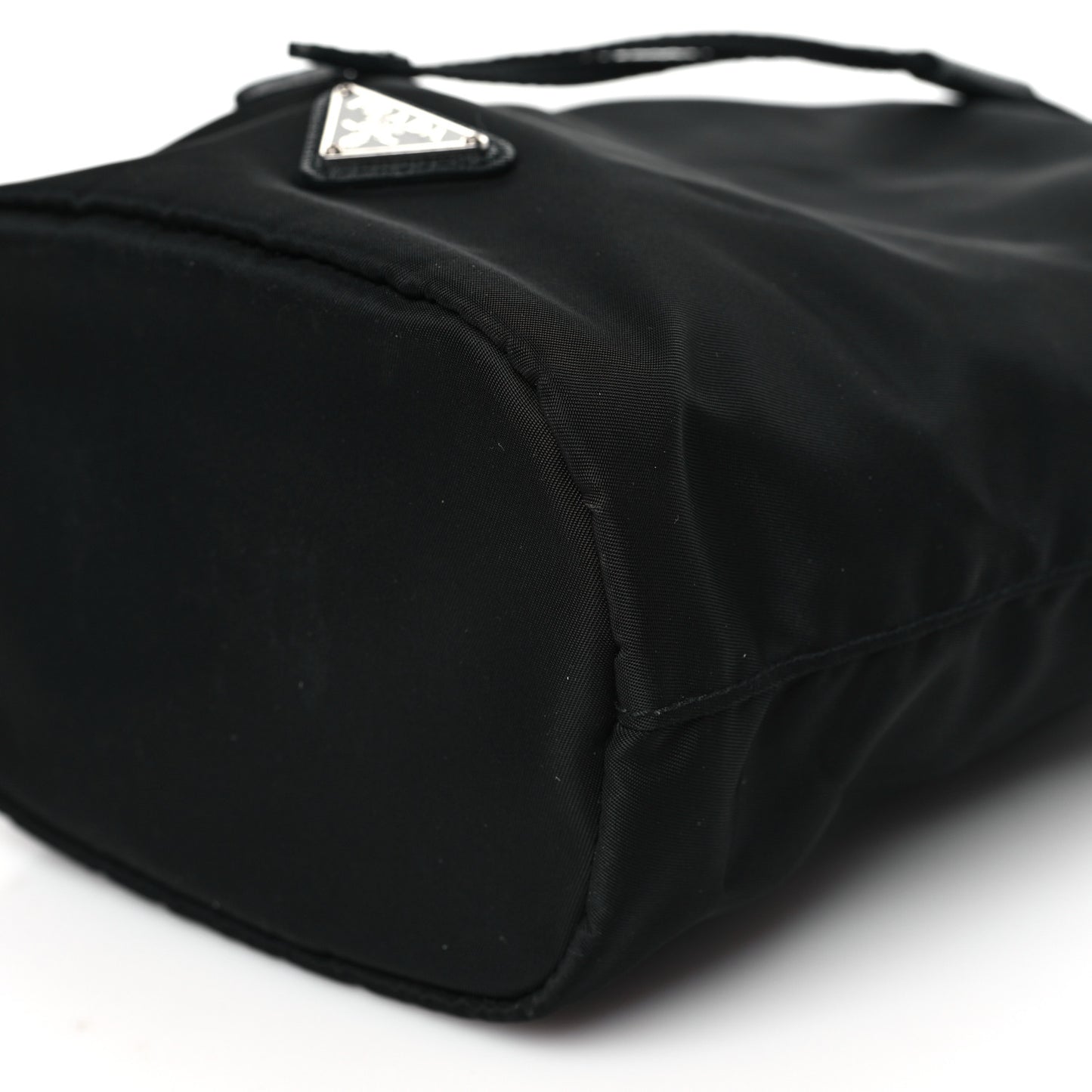 Saffiano Tessuto Nylon Vela Bucket Wristlet Black