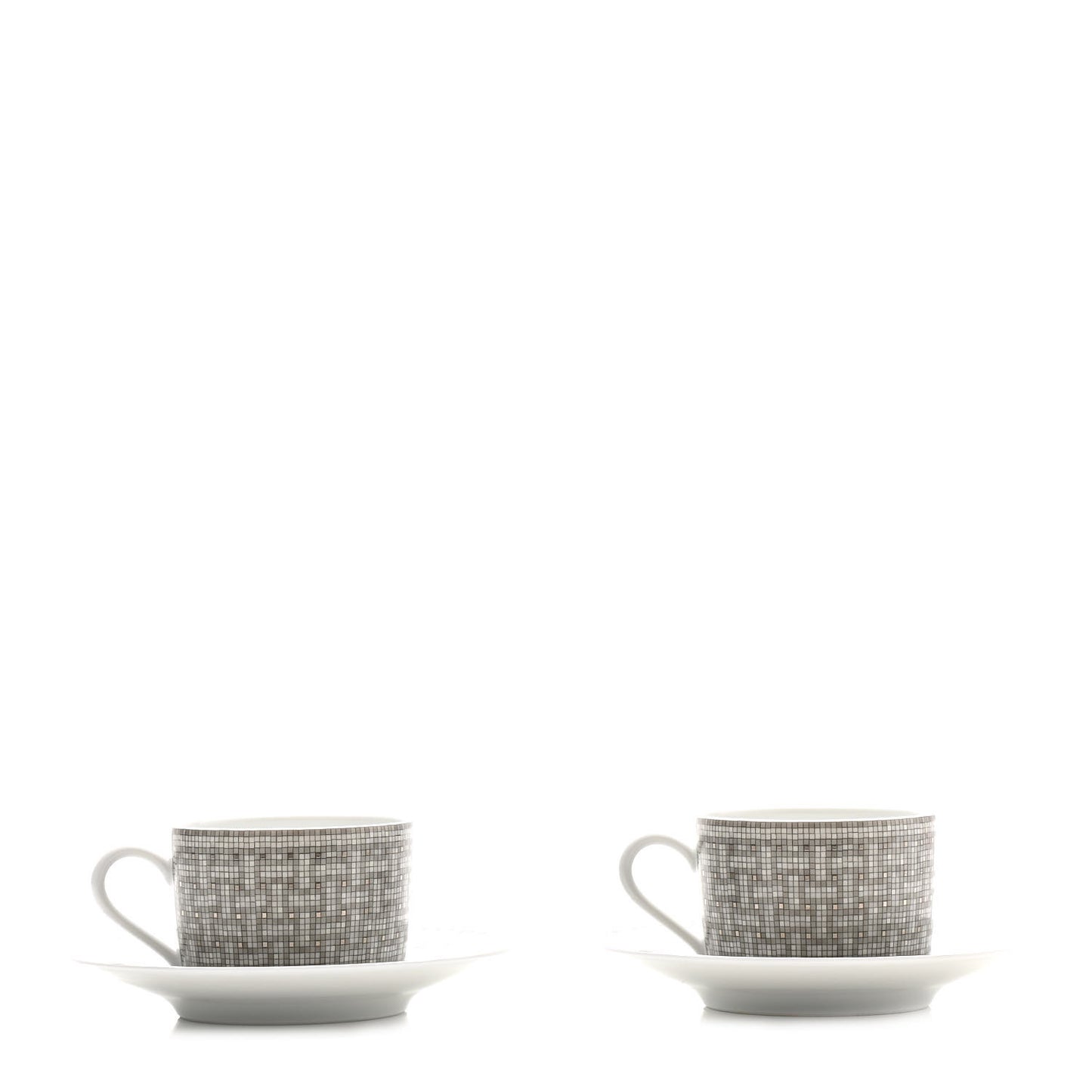 Porcelain Mosaique Au 24 Platine Tea Cup And Saucer Set Of 2 Platinum