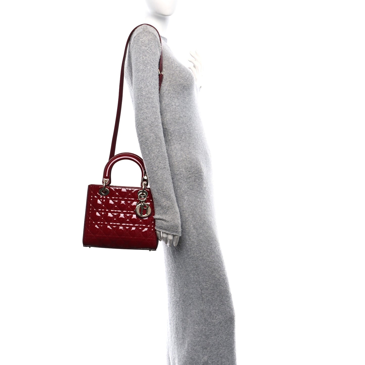 Patent Cannage Medium Lady Dior Burgundy Red