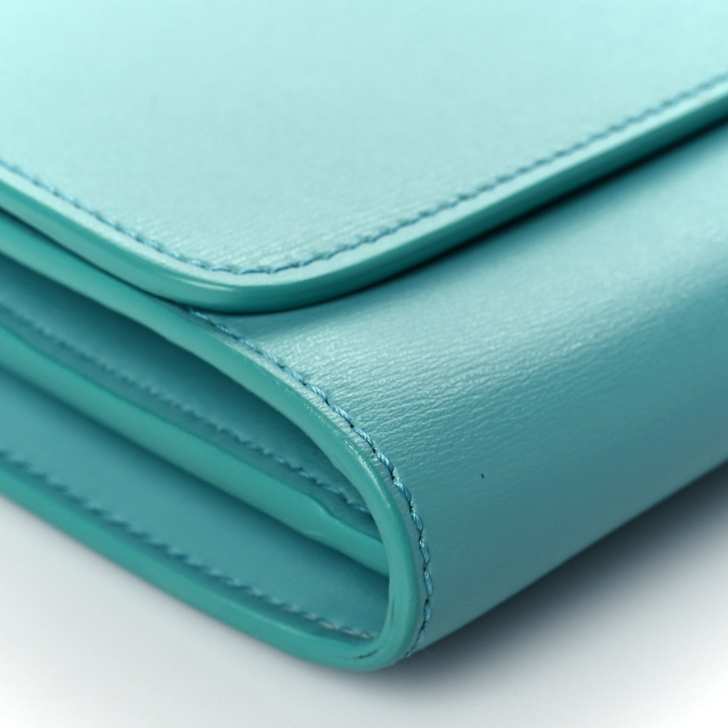 Printed Calfskin Gancini Wallet On Chain Teal