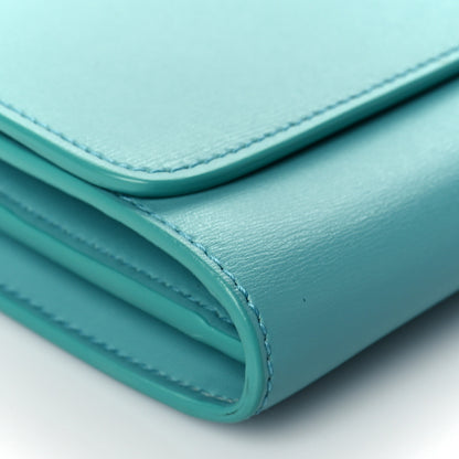 Salvatore Ferragamo Printed Calfskin Gancini Wallet On Chain Teal 7 of 8