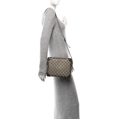 Gucci GG Supreme Monogram Textured Calfskin Square Messenger Bag Beige Ebony New Acero 2 of 13