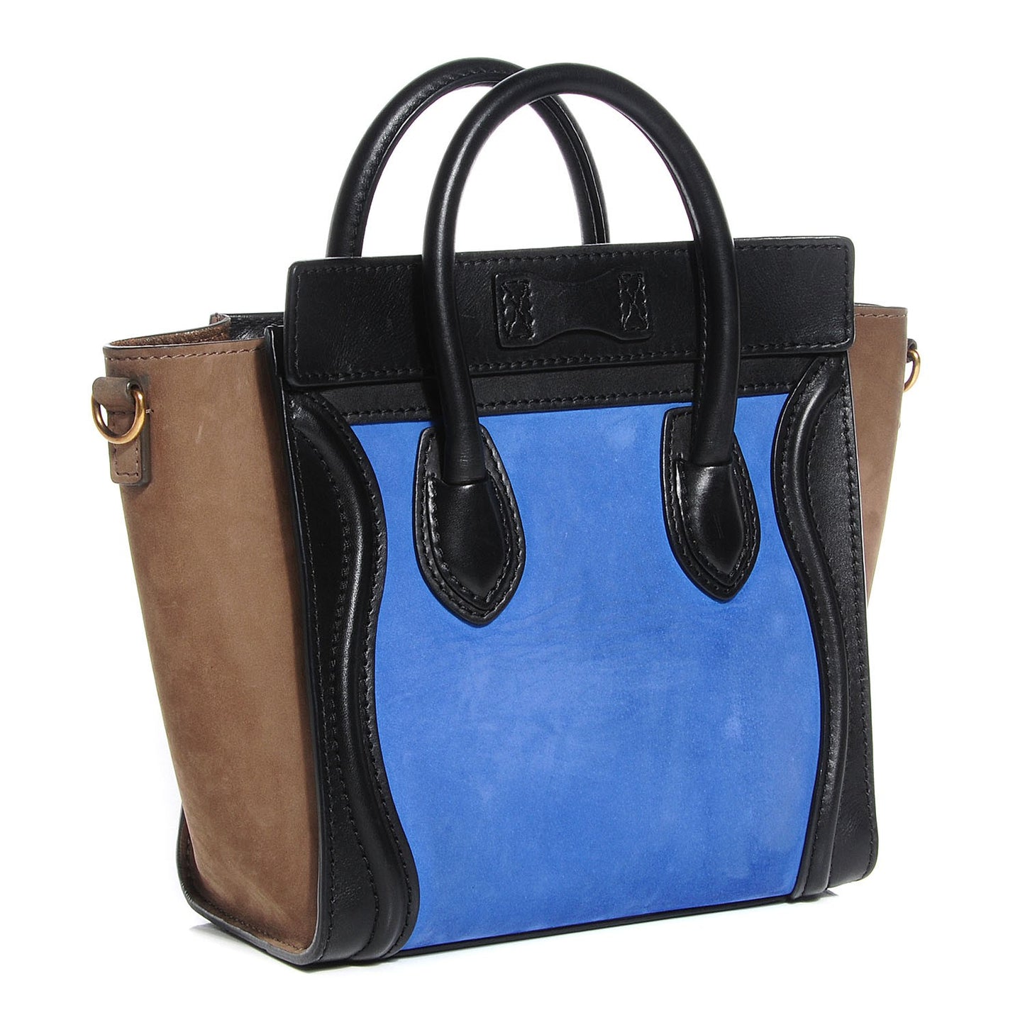 Nubuck Smooth Calfskin Nano Tri-Color Luggage Cobalt