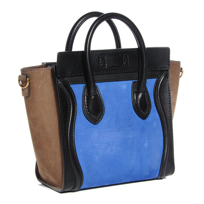 Celine Nubuck Smooth Calfskin Nano Tri-Color Luggage Cobalt 3 of 8