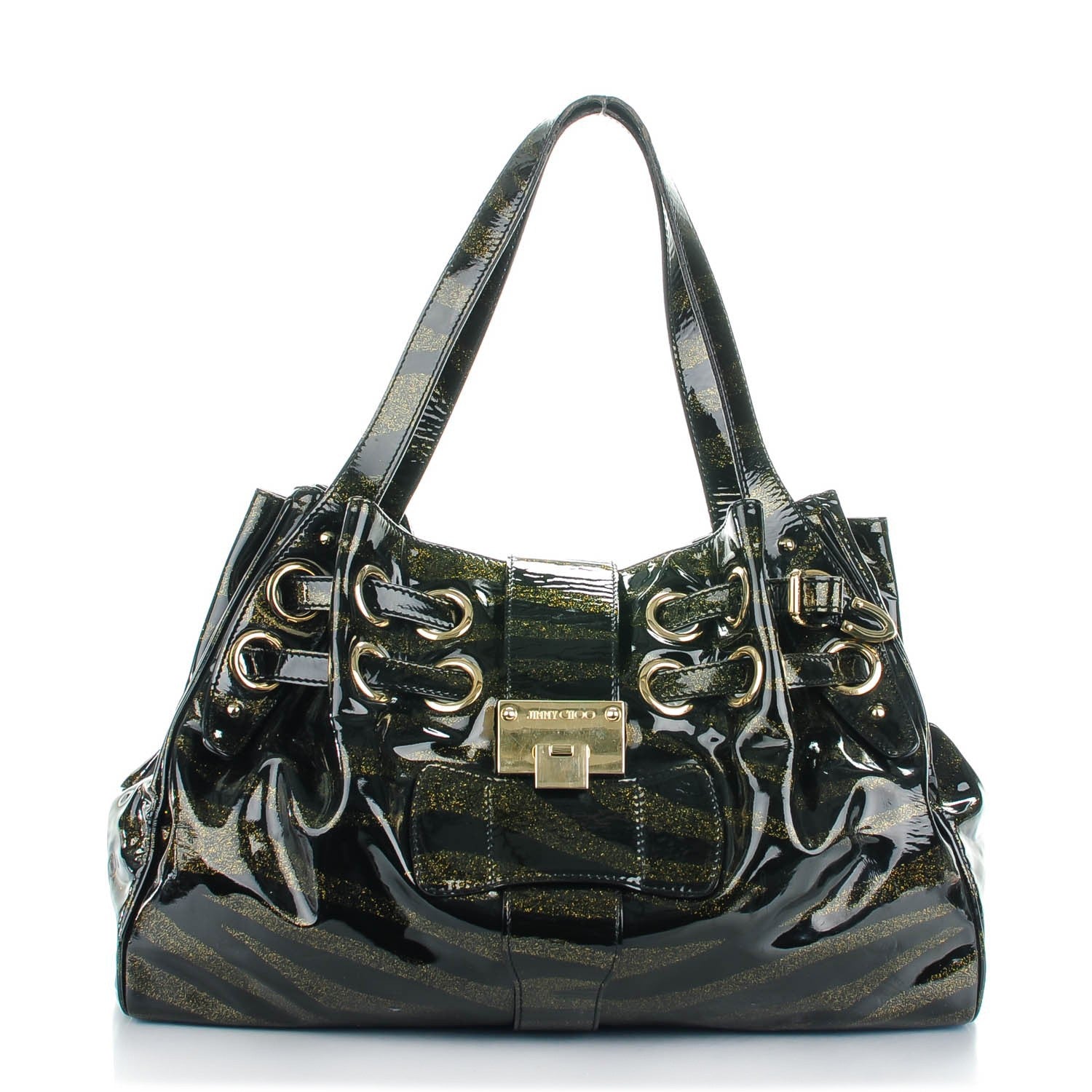 Jimmy Choo Glitter Patent Ramona Black 1 of 9