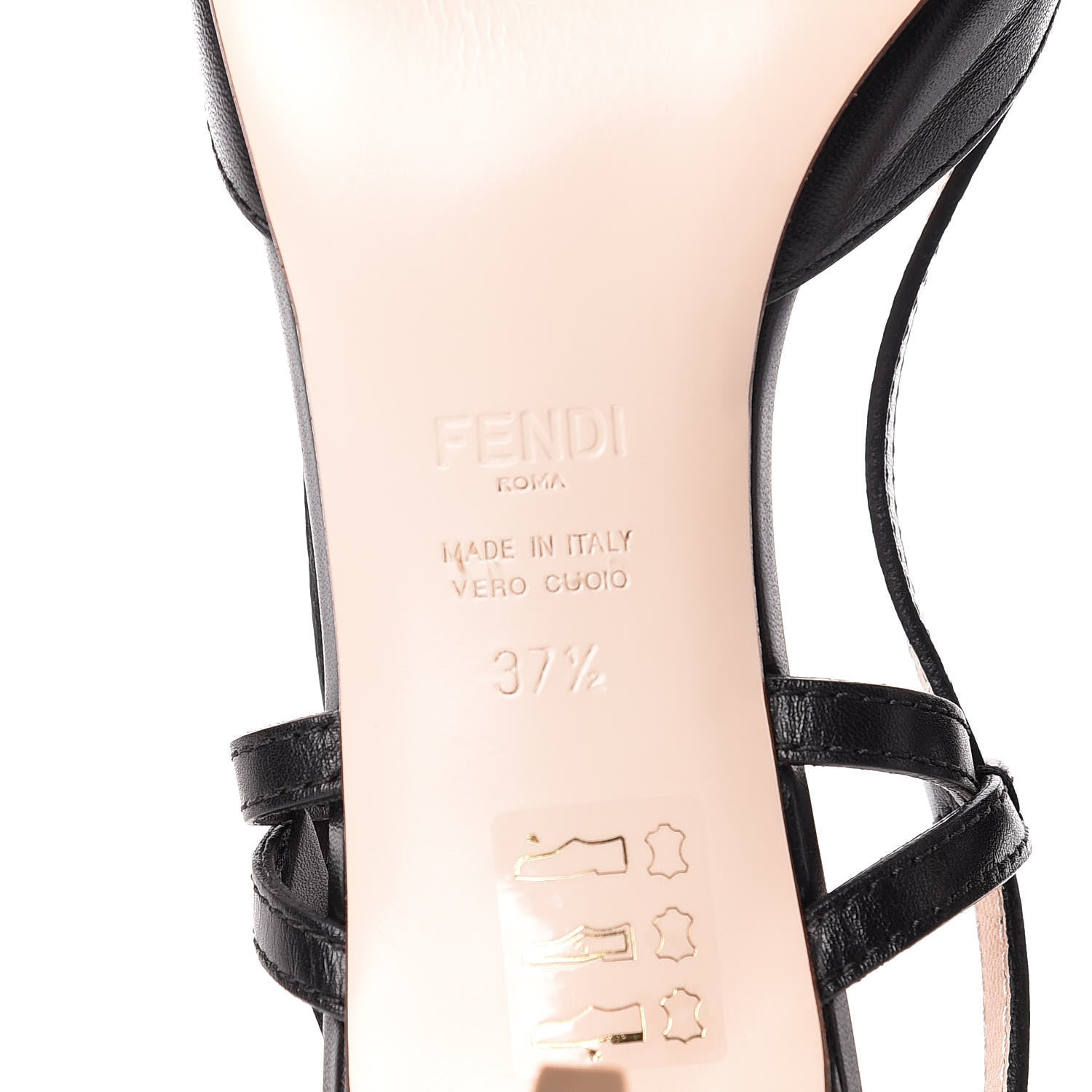 Fendi Calfskin FF Embossed Pearland Decollete Aperta Slingback Pumps 37.5 Tobacco 6 of 8