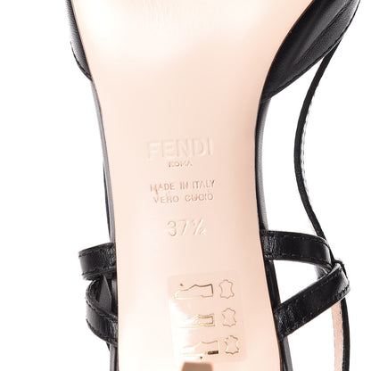 Fendi Calfskin FF Embossed Pearland Decollete Aperta Slingback Pumps 37.5 Tobacco 6 of 8
