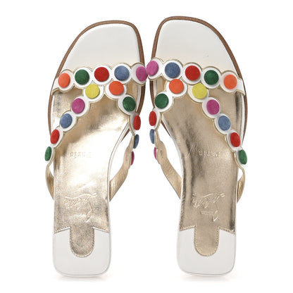 Christian Louboutin Kid Suede Smarta Flat Sandals 38 White Multicolor 2 of 8