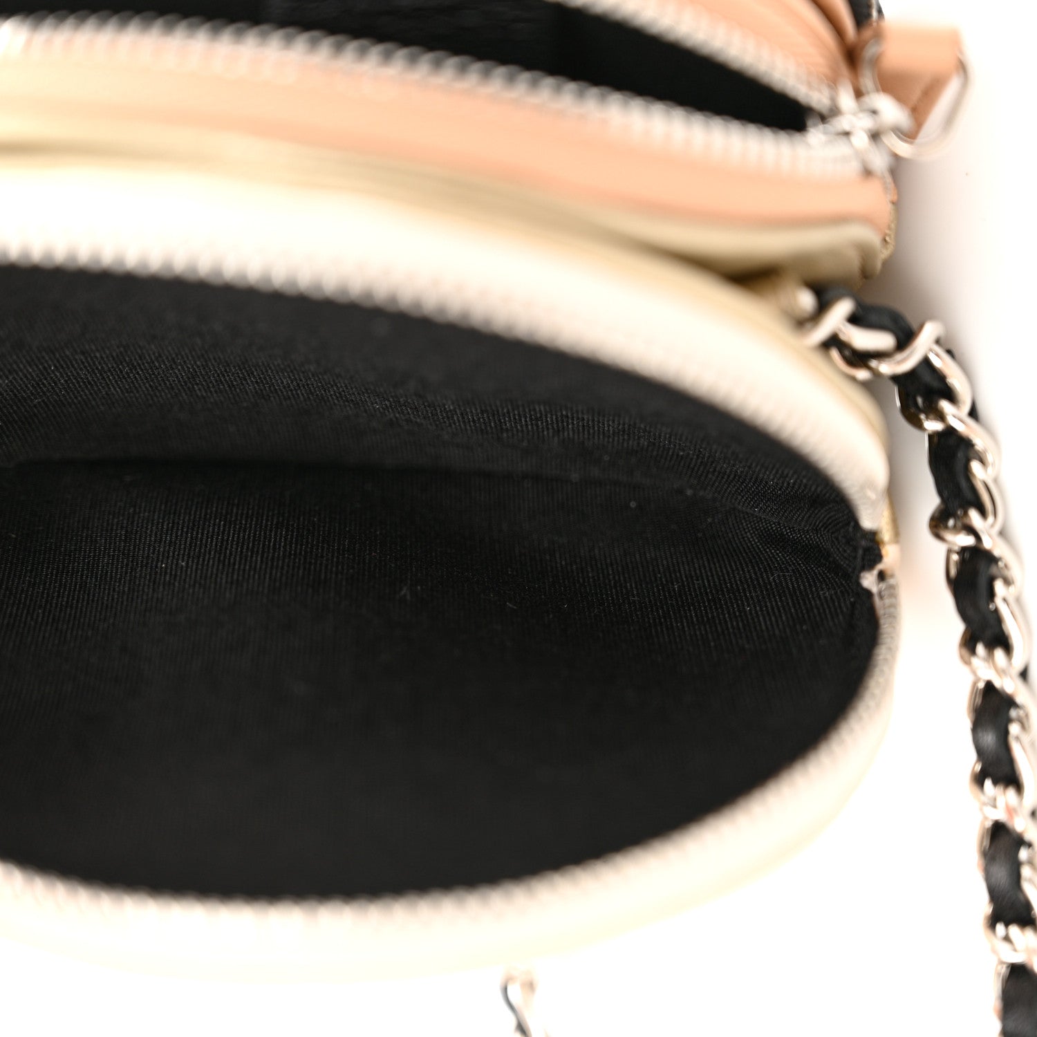 Chanel Lambskin Quilted Round Clutch With Multicolor  Black Beige Gold White 7 of 12
