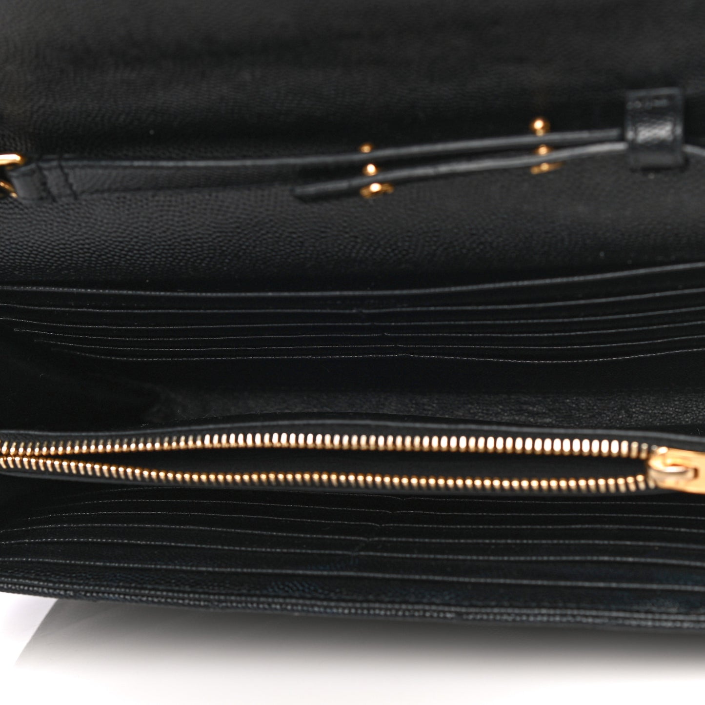Grain De Poudre Matelasse Chevron Monogram Chain Wallet Black