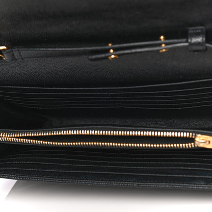 Saint Laurent Grain De Poudre Matelasse Chevron Monogram Chain Wallet Black 5 of 12