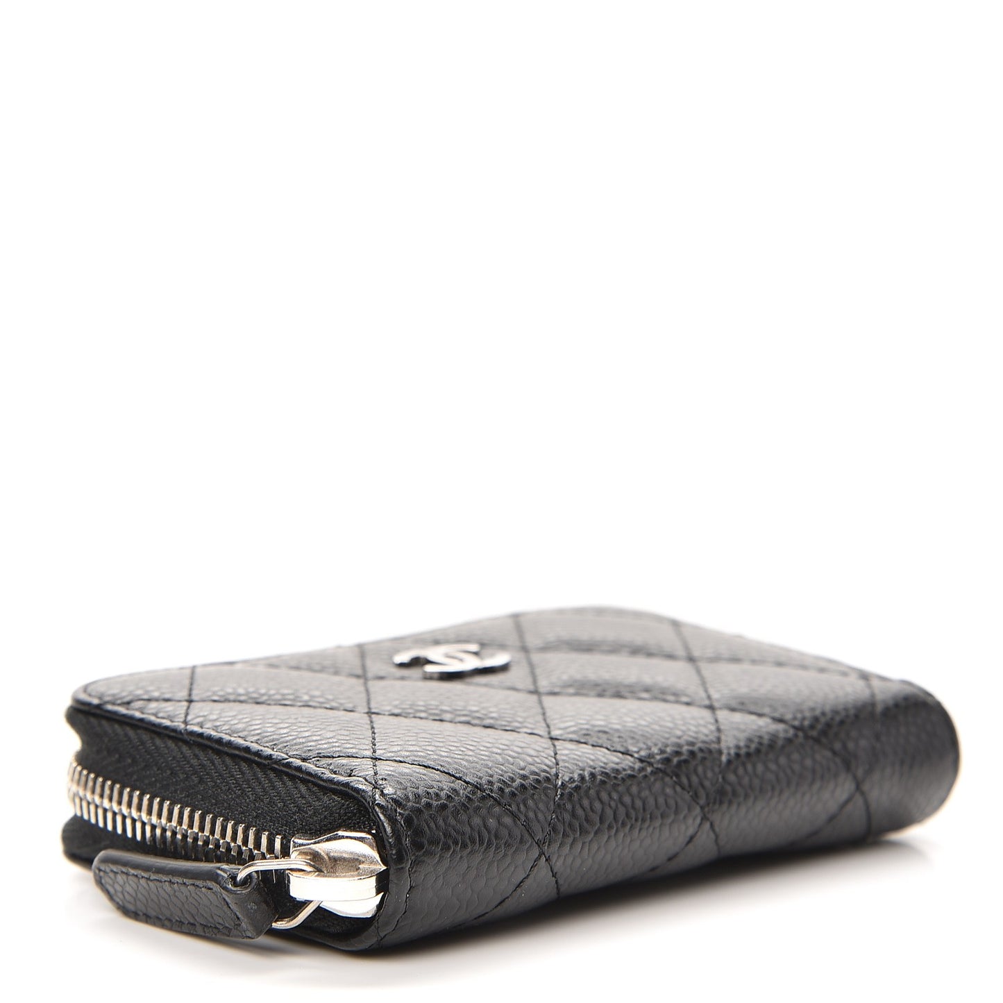 Caviar Quilted Zip Coin Purse Black