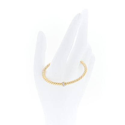 David Yurman 18K Yellow Gold Diamond 4mm Cablespira Single Station Bracelet 2 of 5