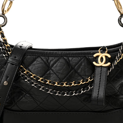 Chanel Aged Smooth Calfskin Quilted Medium Gabrielle Logo Hobo Black 8 of 10