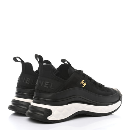 Chanel Velvet Calfskin Mixed Fibers CC Sneakers 38 Black 4 of 9