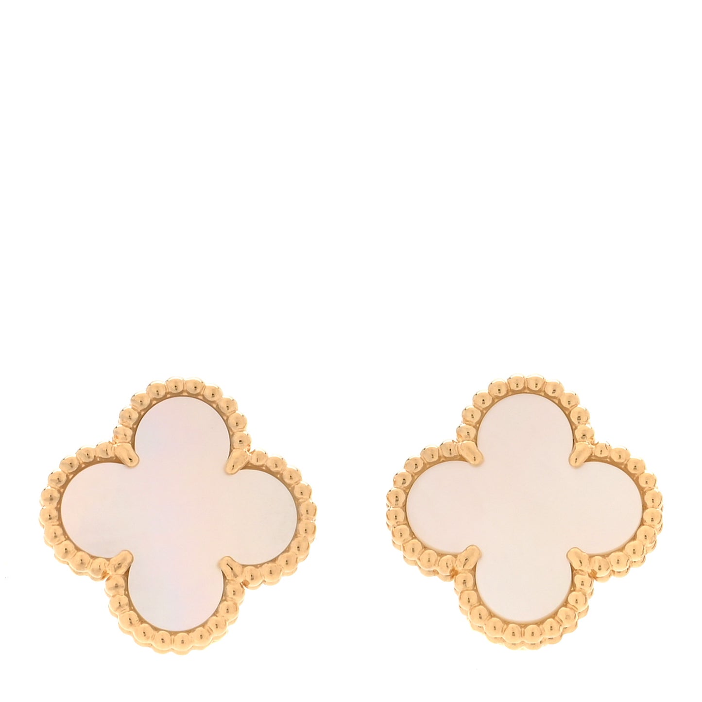 18K Yellow Gold Mother of Pearl Vintage Alhambra Earrings