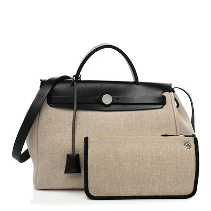Hermes Military Toile Vache Hunter Herbag Zip Retourne 31 PM Ficelle Black 3 of 12