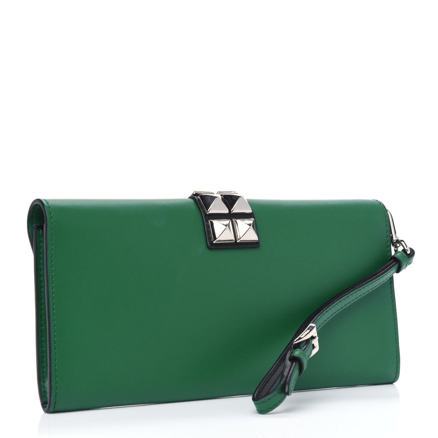 City Calfskin Studded Mini Elektra Wristlet Bag Green