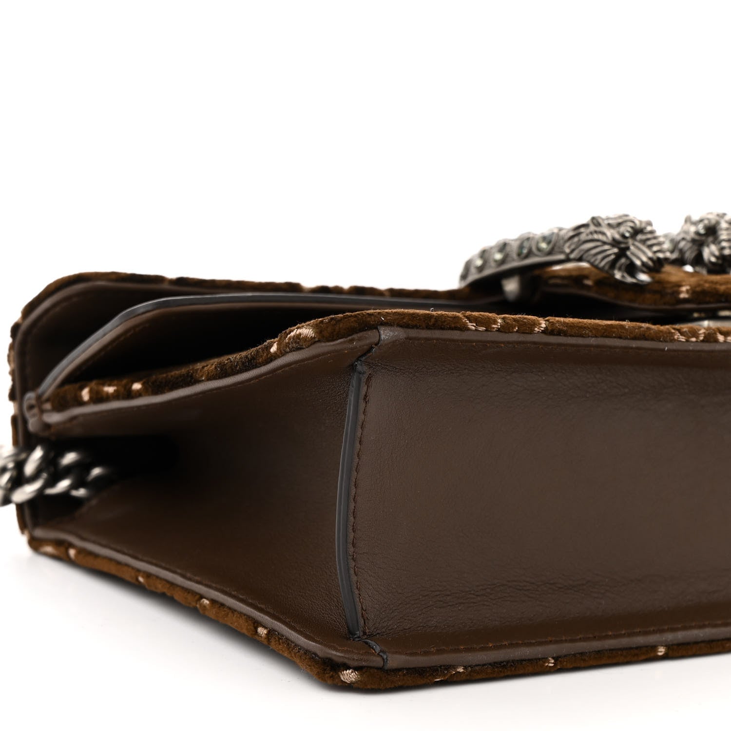 Gucci Velvet Moon Calfskin Crystal GG Monogram Small Dionysus Shoulder Bag Brown Vintage Cocoa Black Diamond 9 of 10