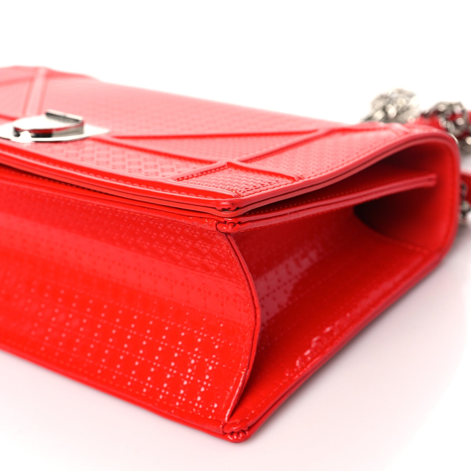 Christian Dior Patent Micro-Cannage Medium Diorama Flap Bag Red 10 of 14