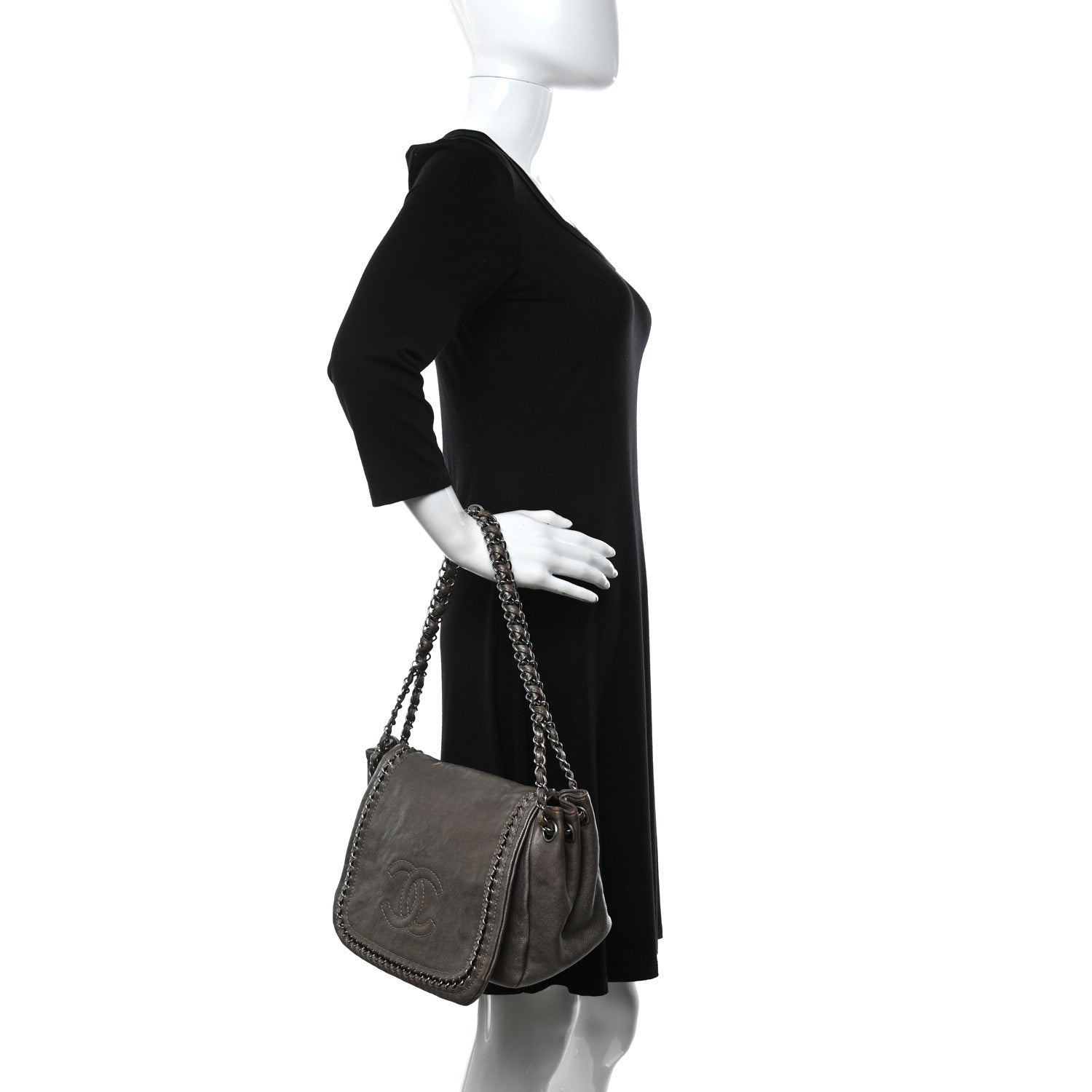 Chanel Metallic Deerskin Luxe Ligne Flap Silver 2 of 21