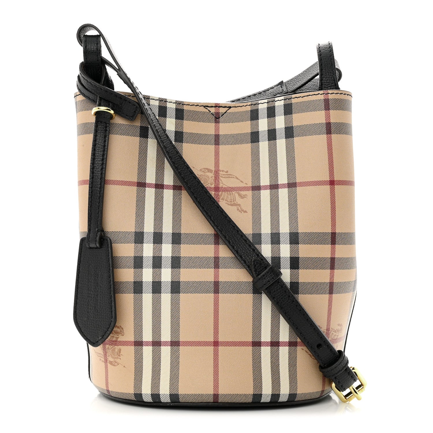 Burberry Haymarket Check Colours Small Lorne Bucket Crossbody Black 1 of 15