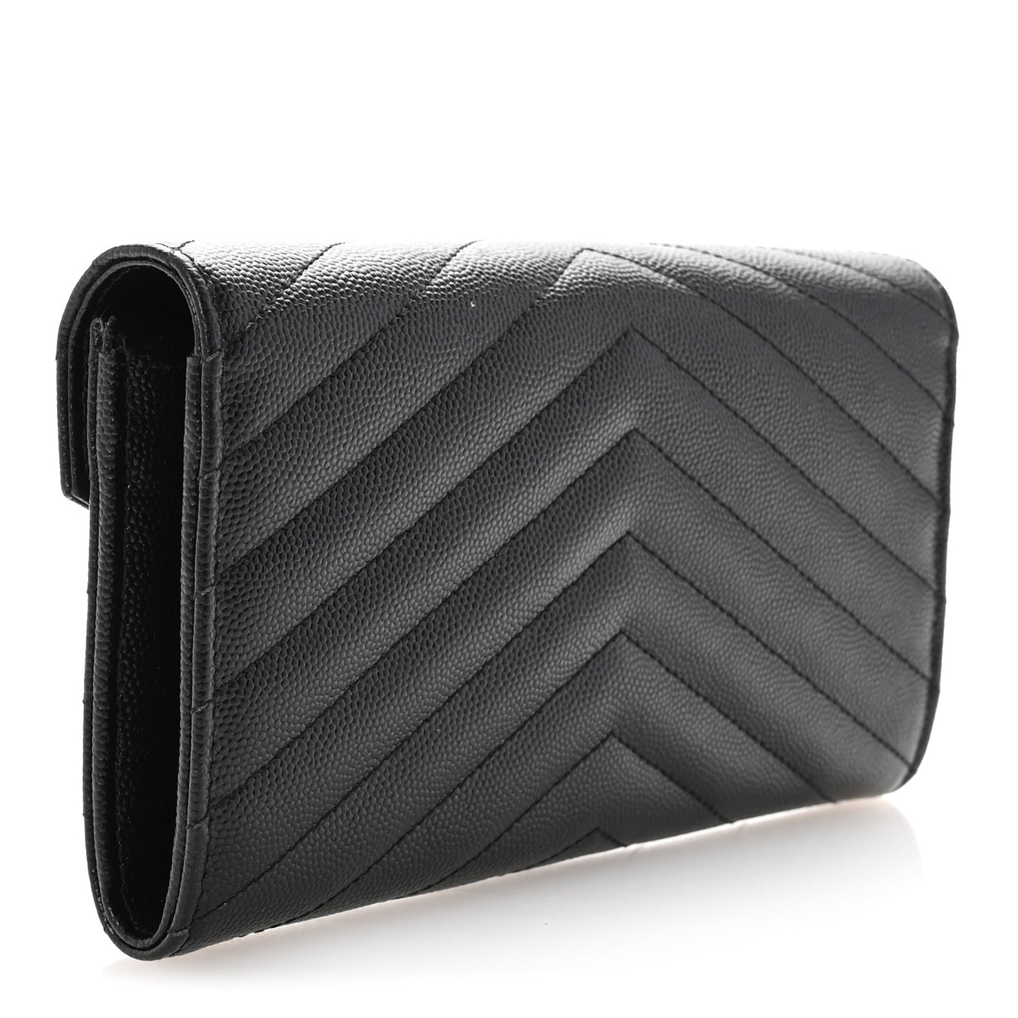 Grain De Poudre Matelasse Chevron Monogram Flap Wallet Black