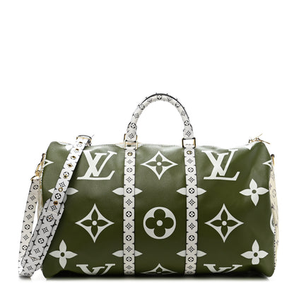 Louis Vuitton Monogram Giant Keepall Bandouliere 50 Kaki Beige 1 of 9