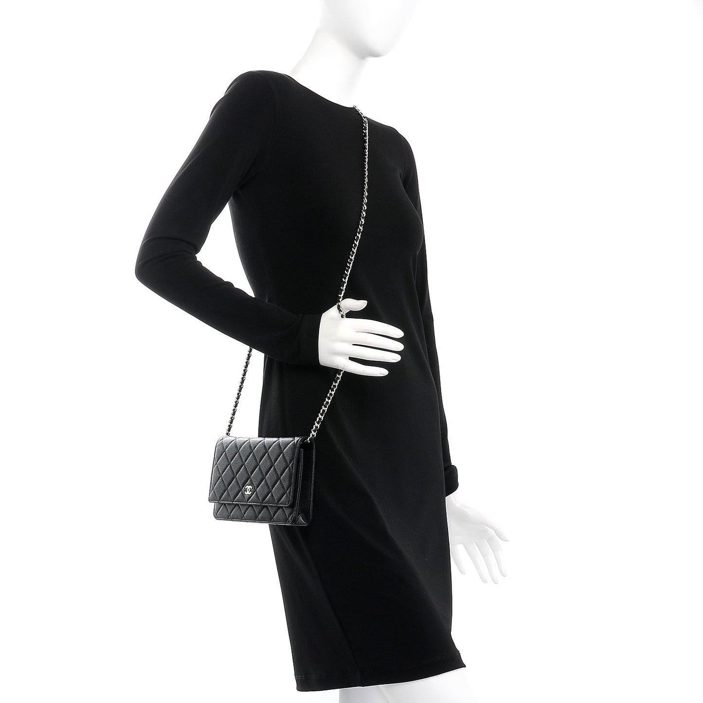 Caviar Quilted Wallet On Chain WOC Black
