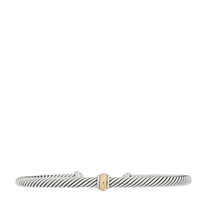David Yurman Sterling Silver 18K Yellow Gold 4mm Station Cable Bracelet 1 of 3