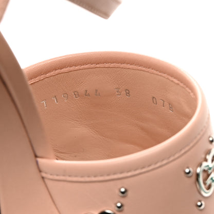 Gucci Malaga Kid Interlocking G Studs 25/85mm Platform Sandals 38 Perfect Pink 7 of 9