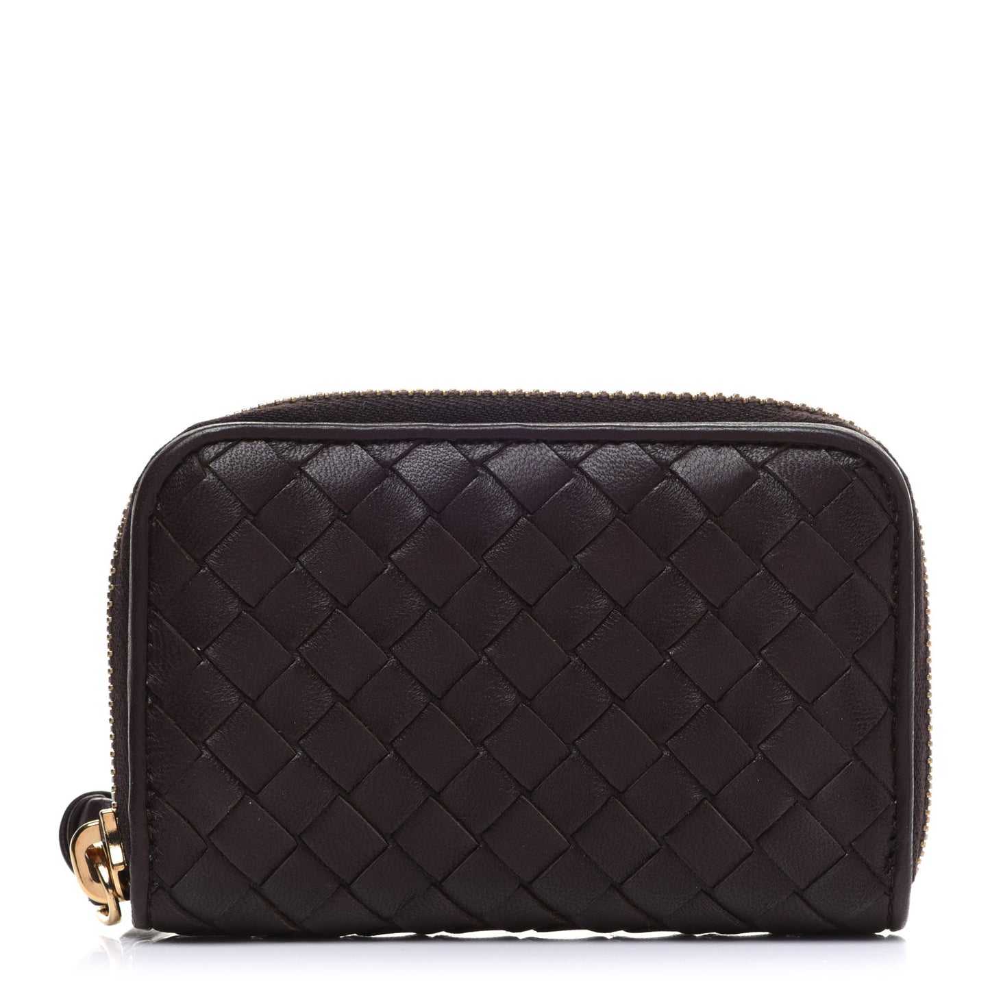 Nappa Intrecciato Zip Around Coin Purse Ebano